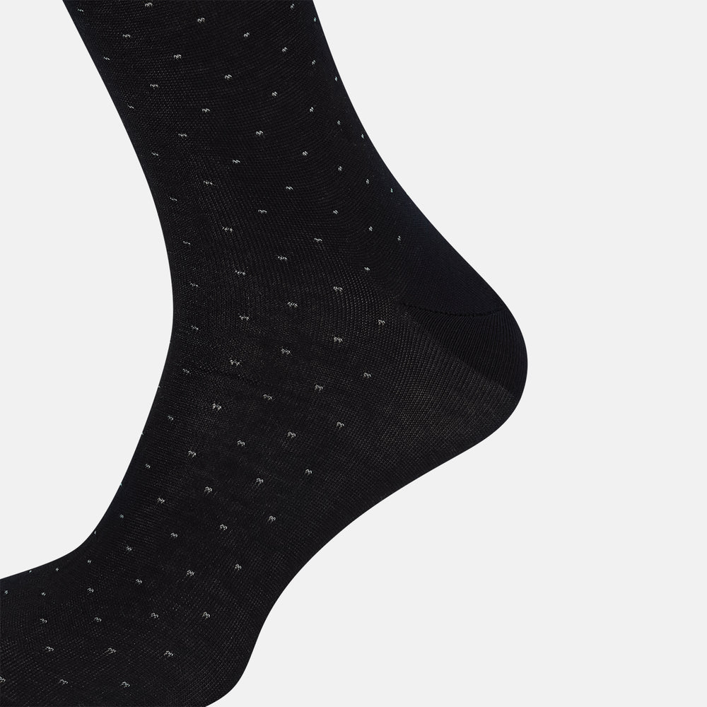 Navy/Pale Blue Polka Dot Mid-Length Socks