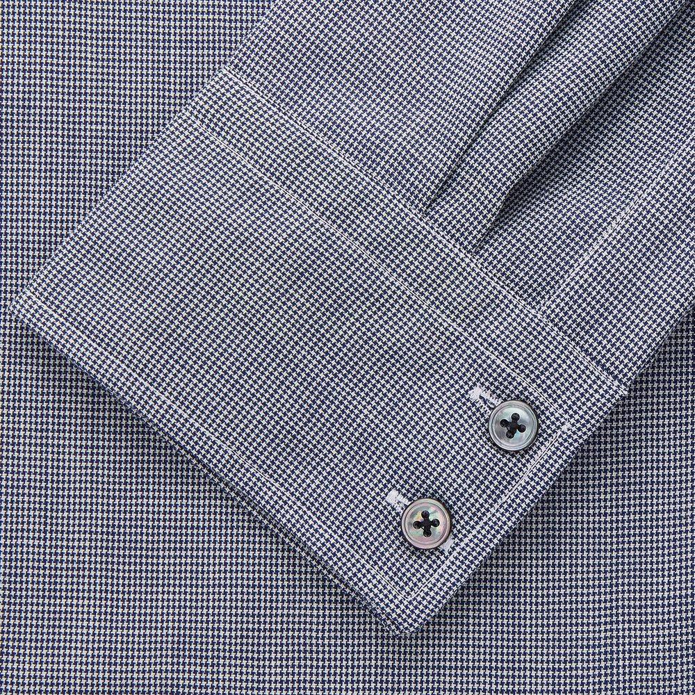 Navy Houndstooth Wool Tailored Fit Shelton Shirt