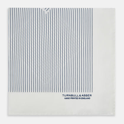 White Stripe Silk Pocket Square Image 2