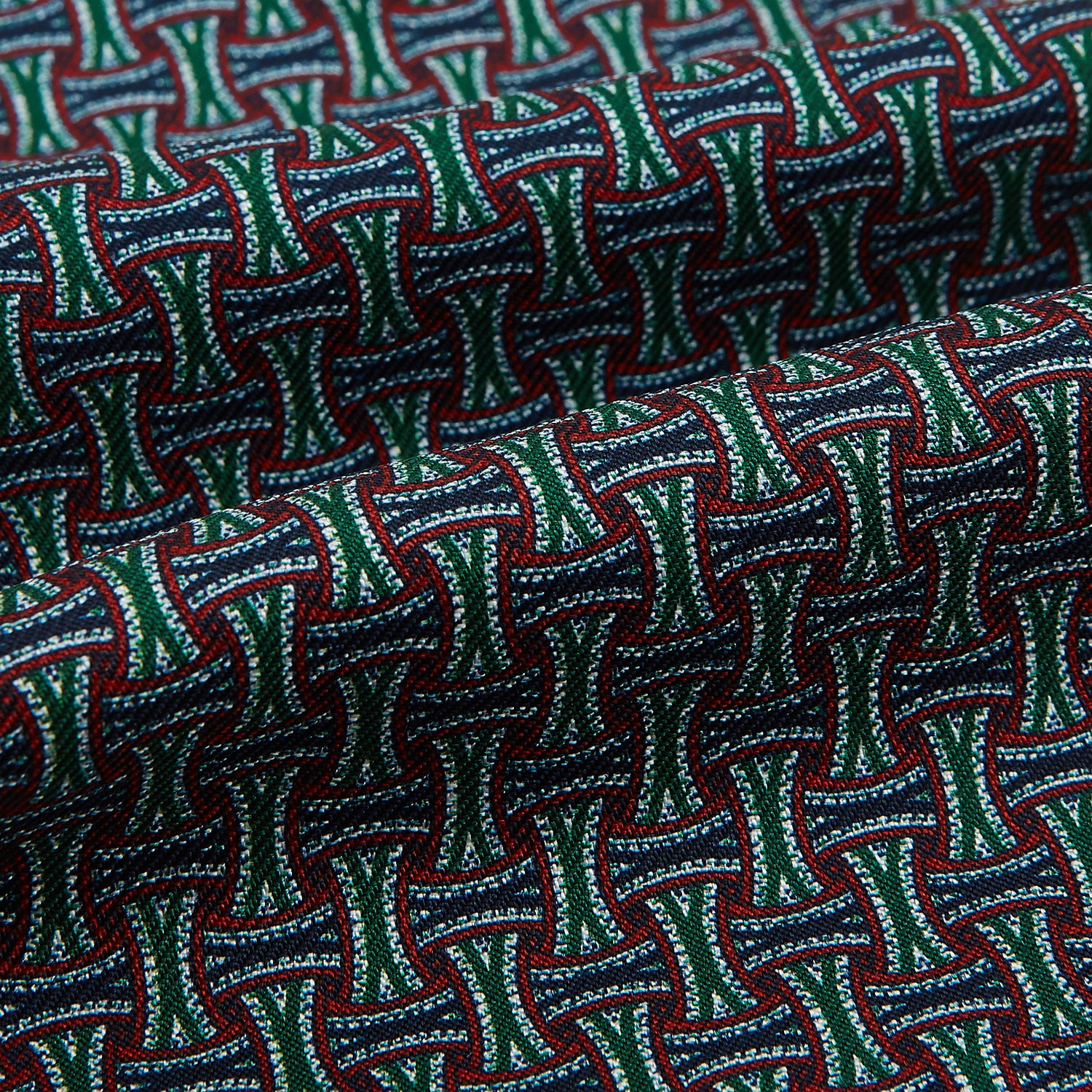 View 4 of product Forest Green and Red Weave Patterned Silk Cravat