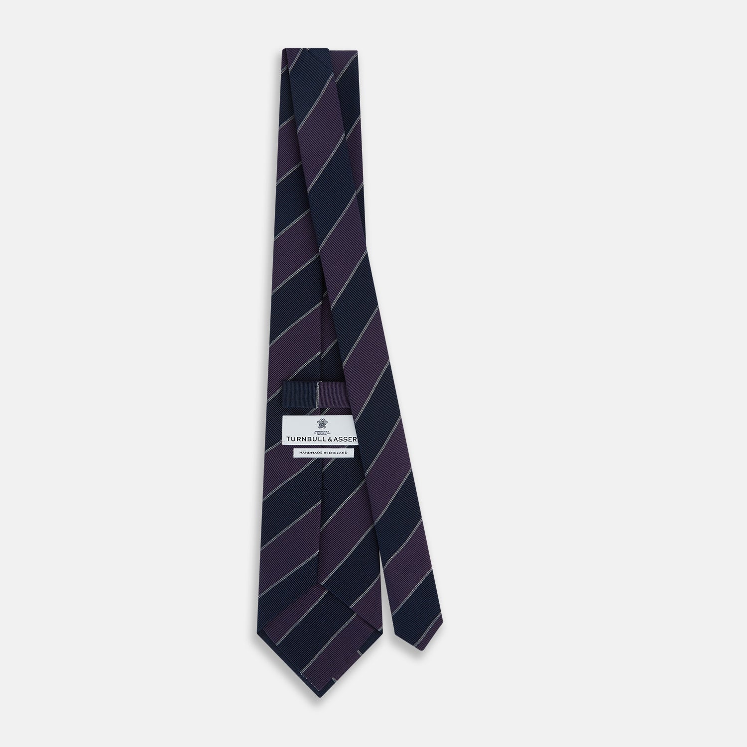 View 4 of product Purple And Navy Block Stripe Silk Blend Tie