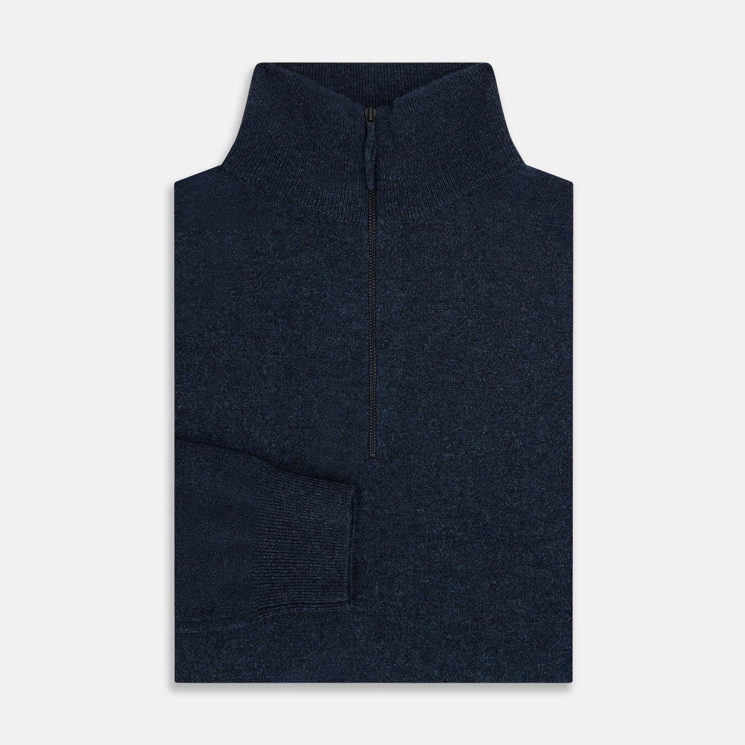 View 4 of product Navy Melange Half-Zip Cashmere Jumper