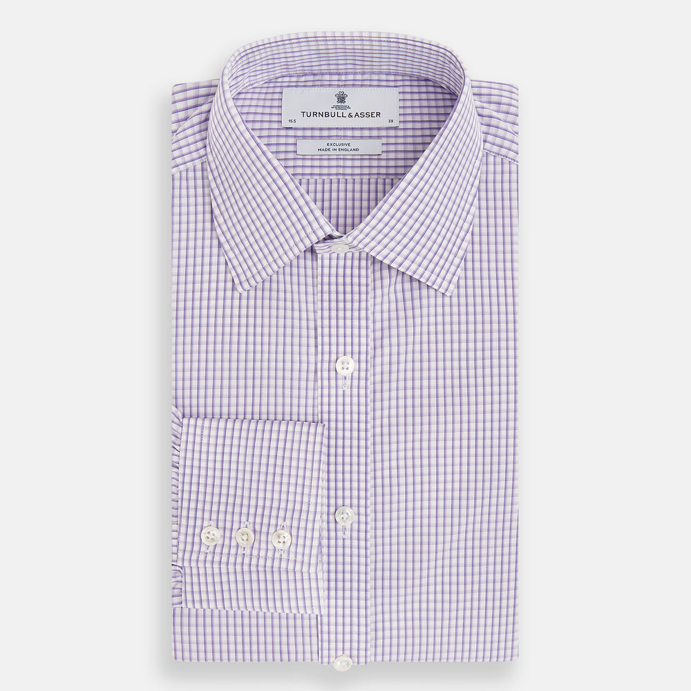 Purple Micro Shadow Check Mayfair Shirt