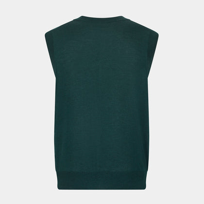 Petrol Green Fine Merino V-Neck Sleeveless Cardigan Image 2