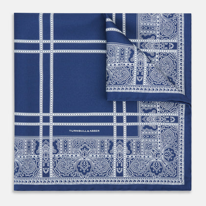 Azzurro Paisley Bandanda Patterned Silk Pocket Square Image 9