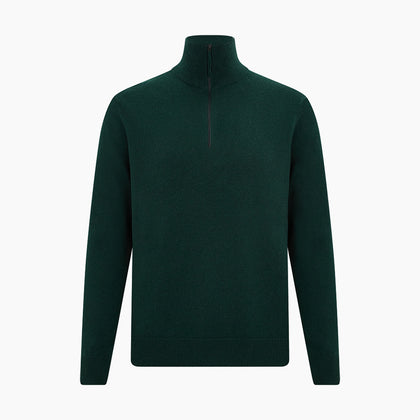 Forest Green Half-Zip Cashmere Jumper Image 5