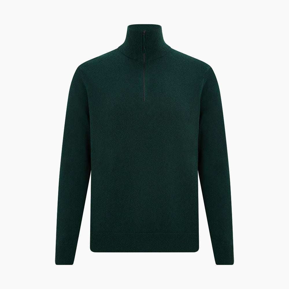 Forest Green Half-Zip Cashmere Jumper