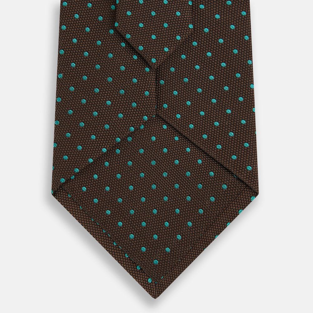 Green and Brown Micro Dot Silk Tie