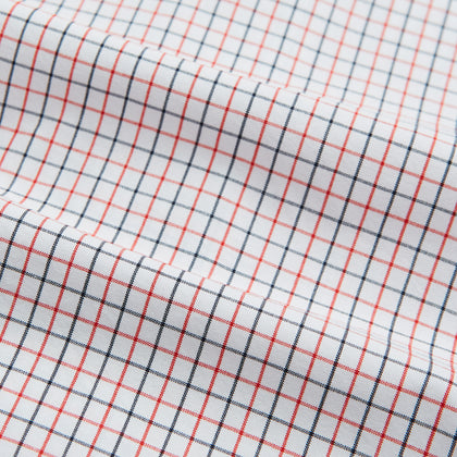 Hand Rolled Red and Navy Graph Check Handkerchief Image 3