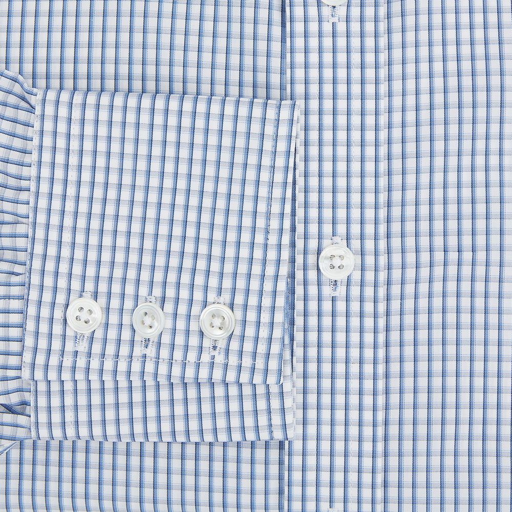 Sky Blue Micro Shadow Check Mayfair Shirt