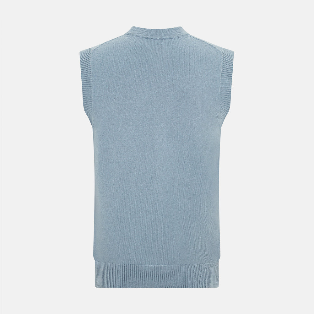 Frost Blue Cashmere Sleeveless Cardigan