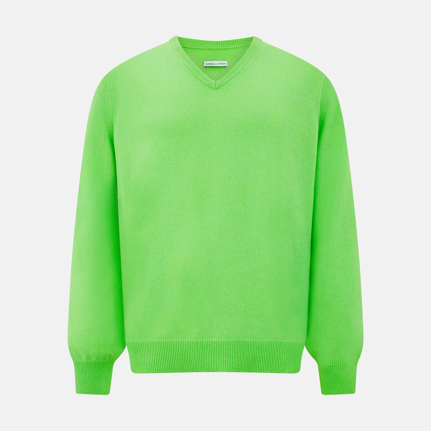 View 1 of product Bright Green Cashmere V-Neck Jumper