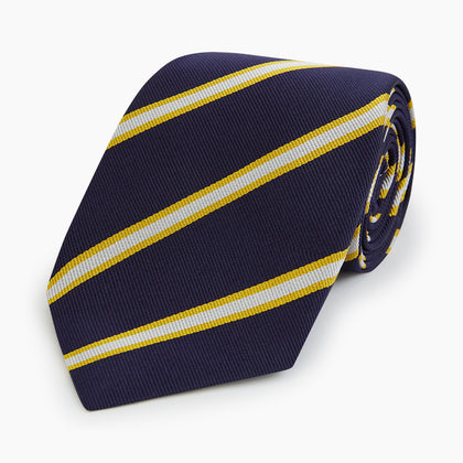 White and Navy Blazer Silk Tie Image 4