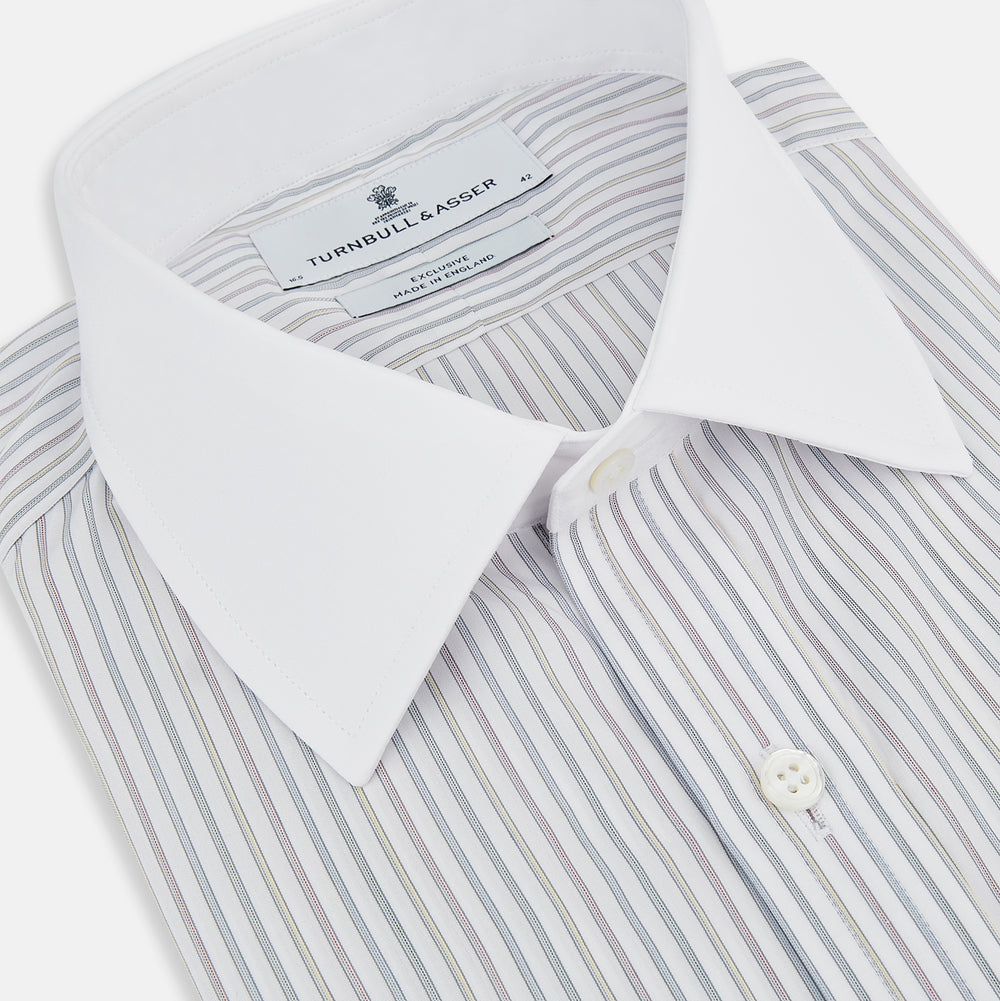 Multicoloured Music Stripe Shirt with Contrast Collar and Double Cuffs
