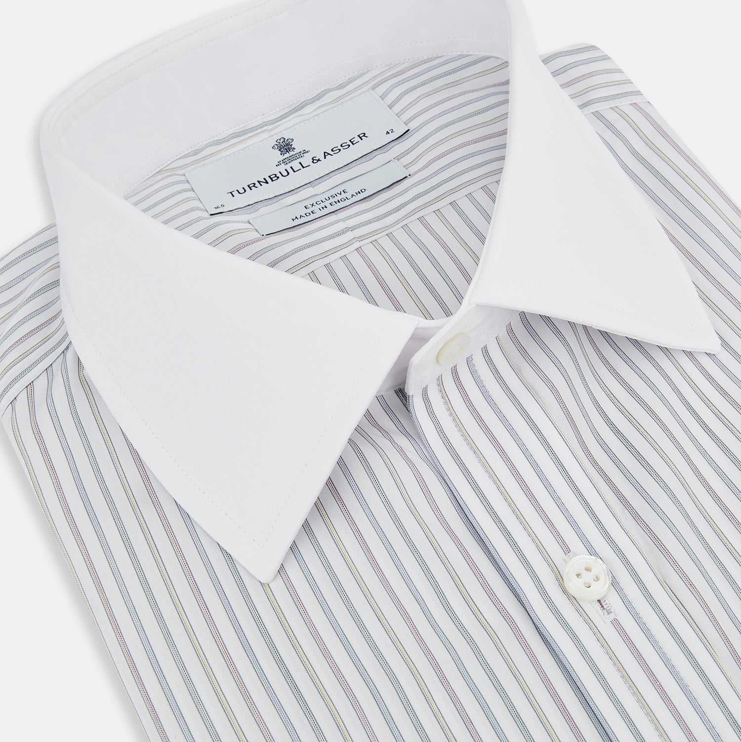 View 2 of product Multicoloured Music Stripe Shirt with Contrast Collar and Double Cuffs
