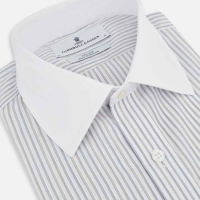 Multicoloured Music Stripe Shirt with Contrast Collar and Double Cuffs Image 1