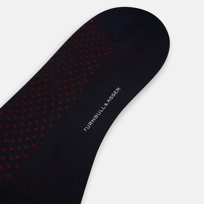 Navy/Red Motif Mid-Length Socks Image 2