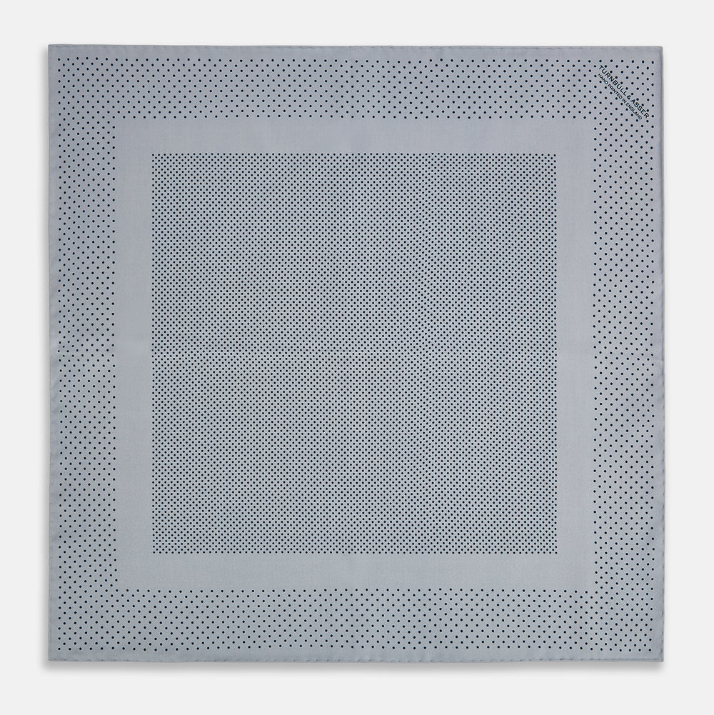 Grey Dot Silk Pocket Square