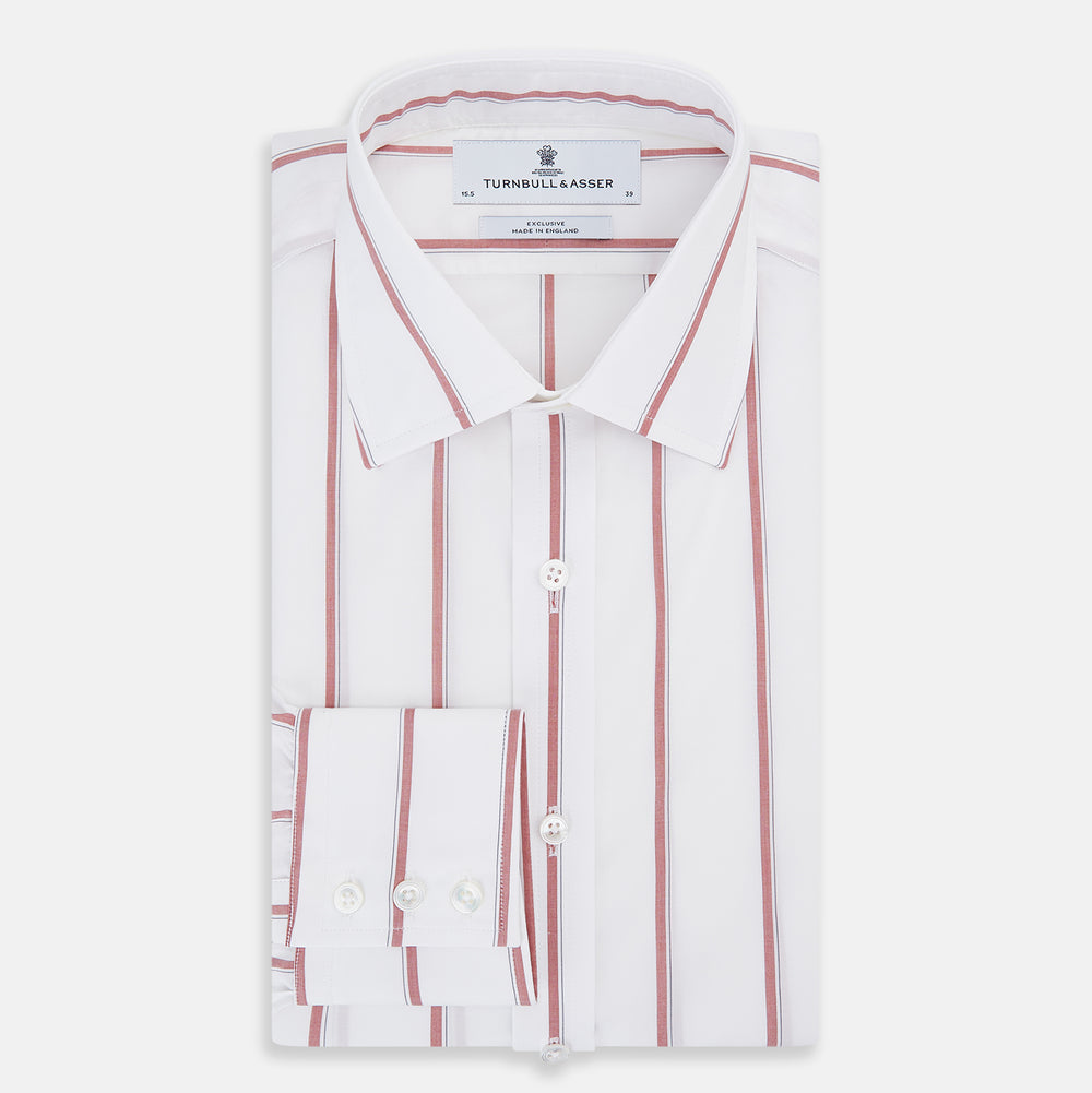 Dark Red Track Stripe Mayfair Shirt