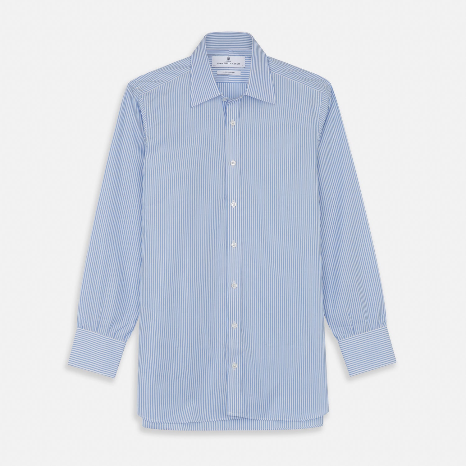 View 1 of product Light Blue Bengal Stripe Shirt with T&A Collar and 3-Button Cuffs