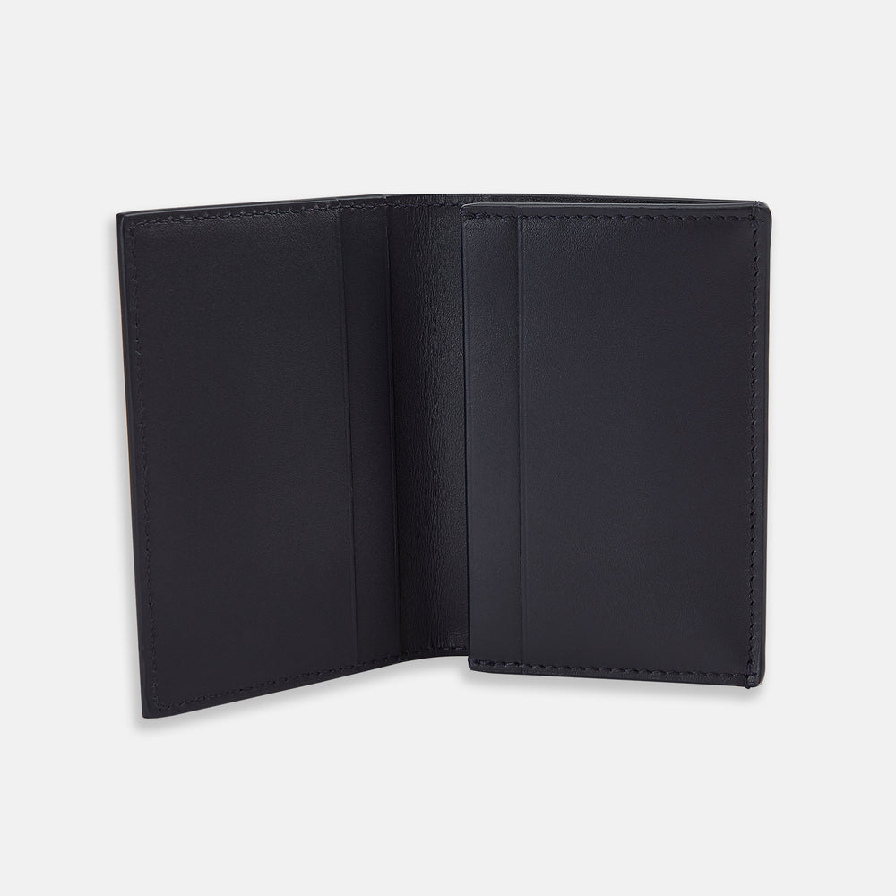 Navy Leather Bi-Fold Card Holder