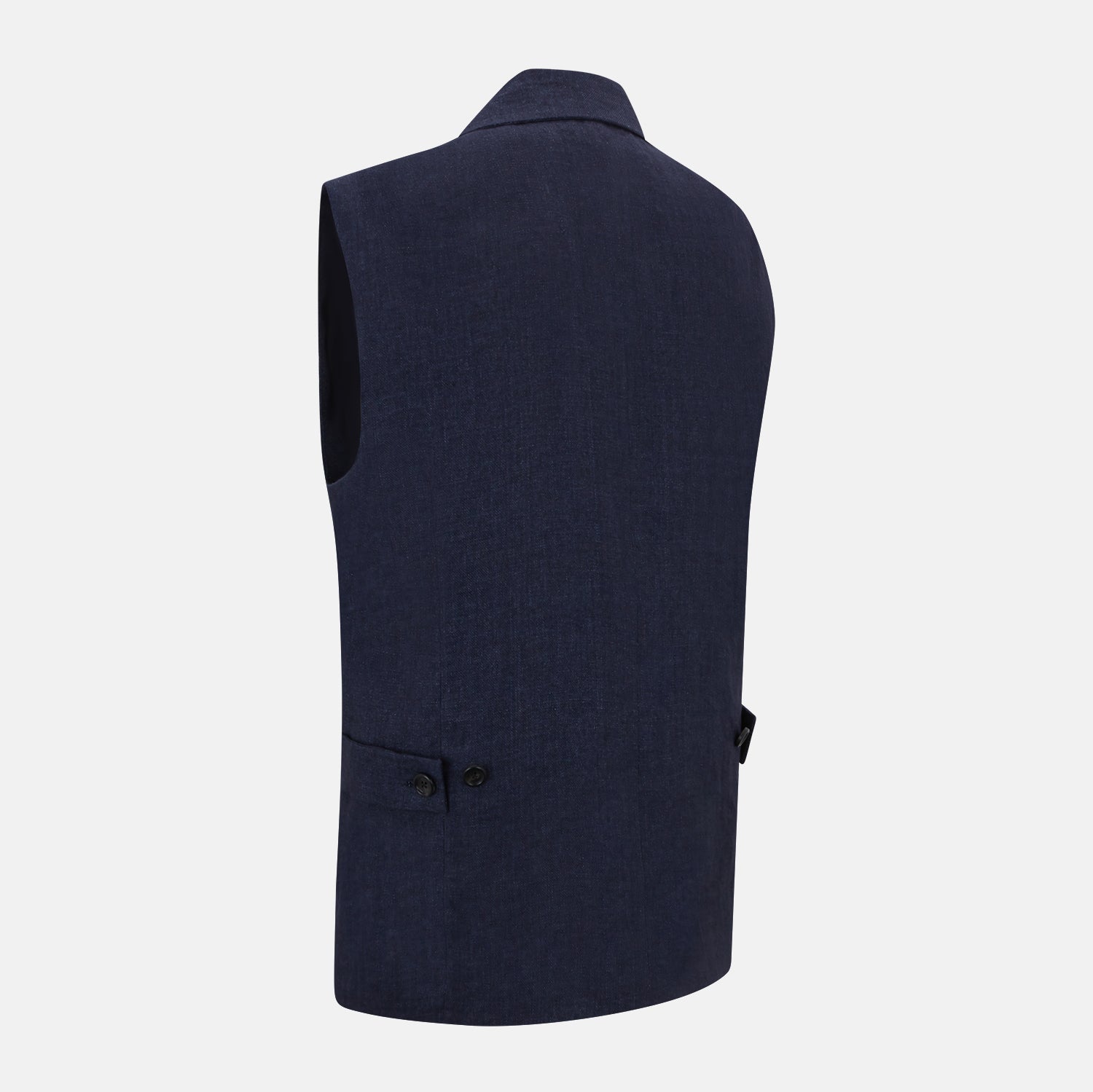 View 4 of product Navy Collared Linen Waistcoat