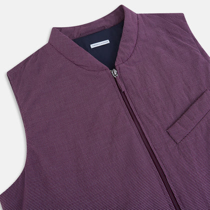 Burgundy Pin Check Padded Gilet