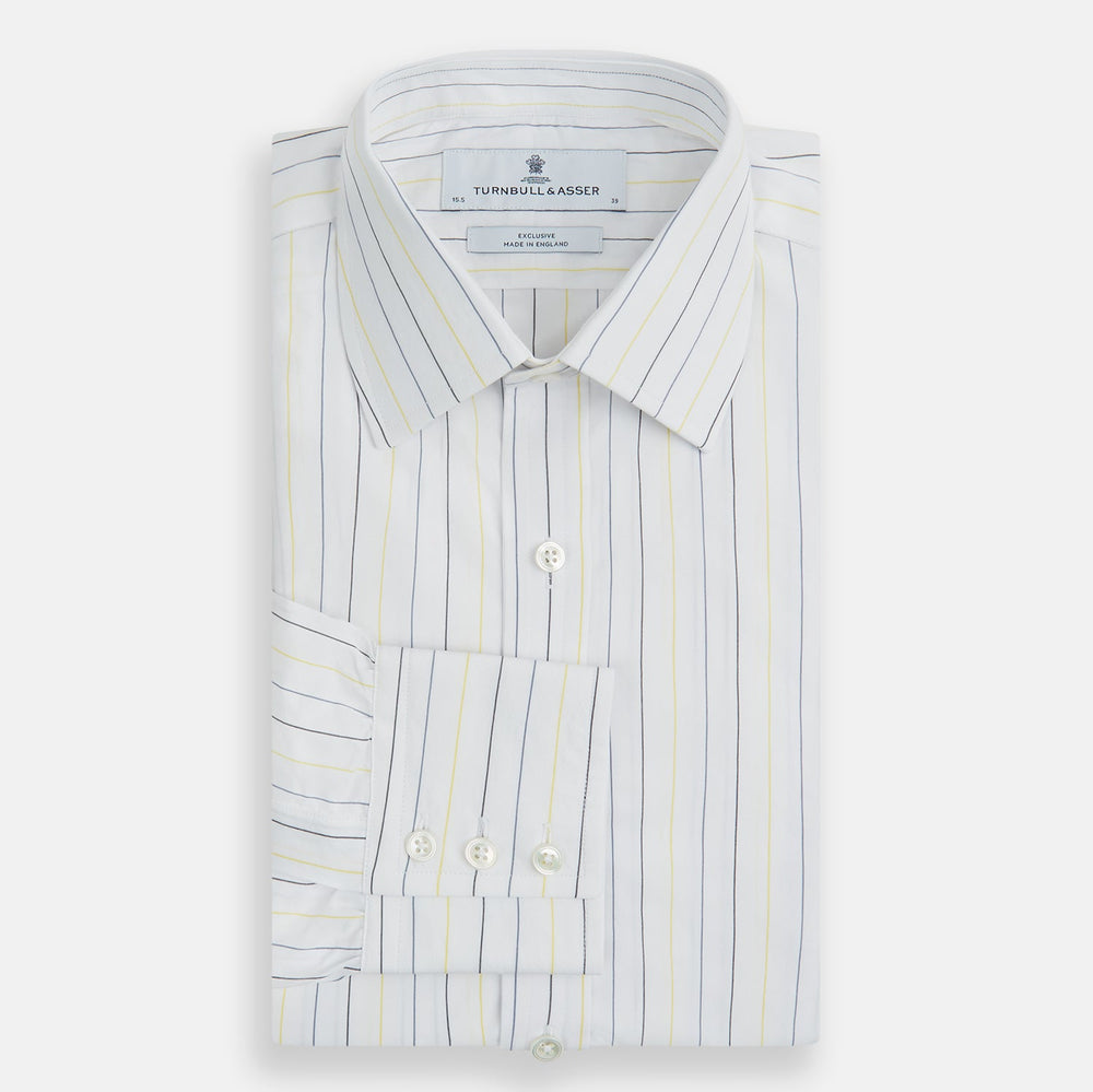 Navy and Yellow Wide Pinstripe Mayfair Shirt