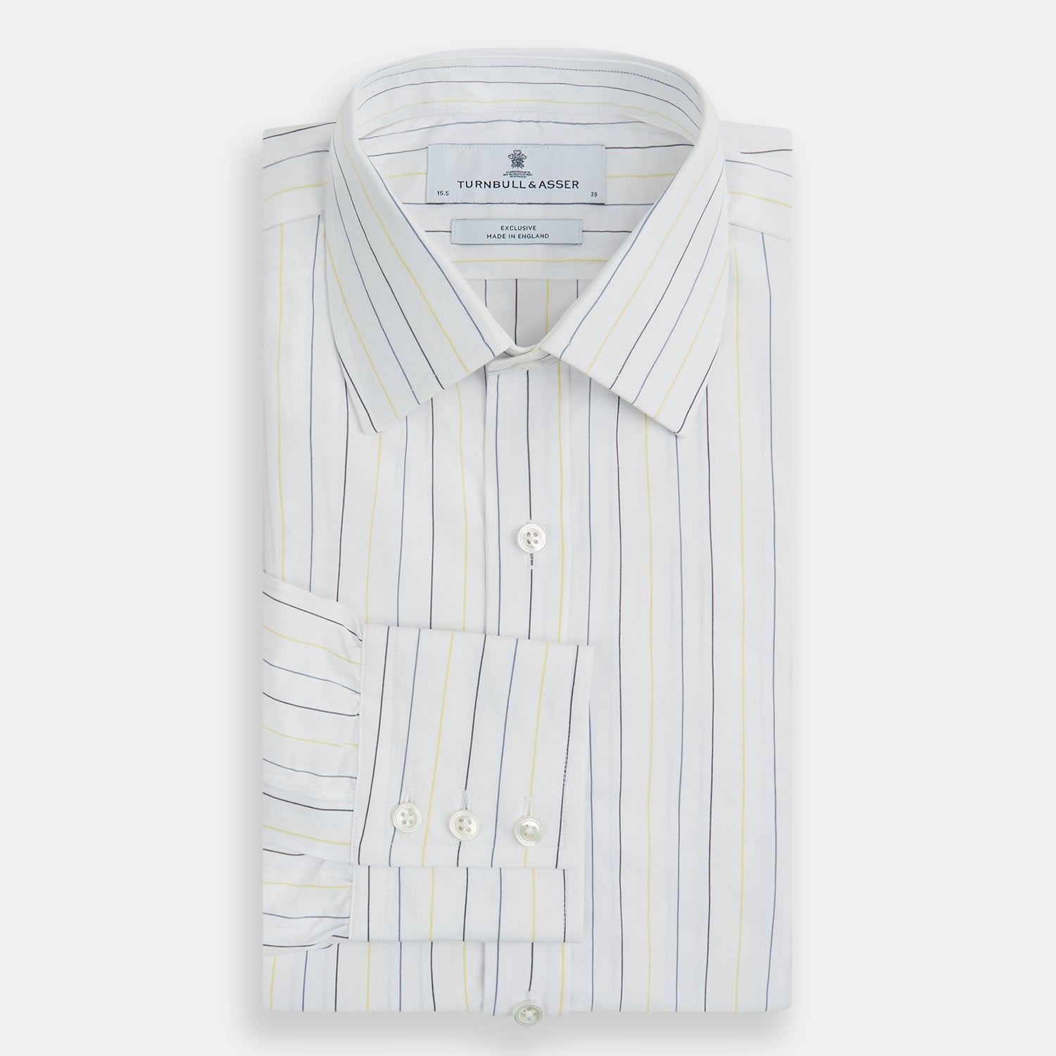 View 5 of product Navy and Yellow Wide Pinstripe Mayfair Shirt
