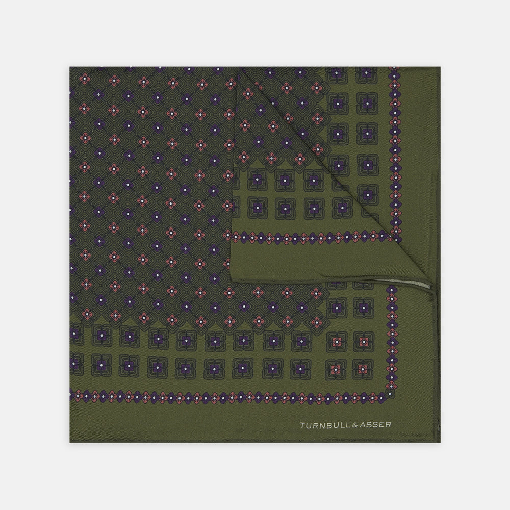 Green Rose Silk Pocket Square
