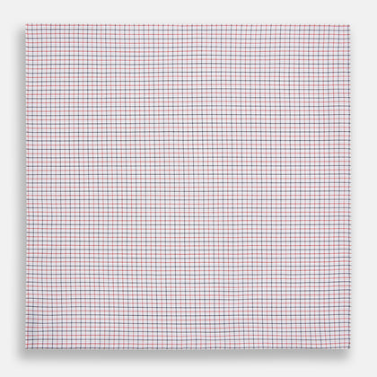 Hand Rolled Red and Navy Graph Check Handkerchief Image 2