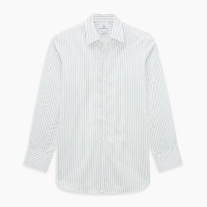 Turquoise and Red Ticking Stripe Windsor Shirt Image 8