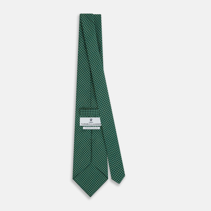 Forest Green Geometric Floral Printed Silk Tie Image 3