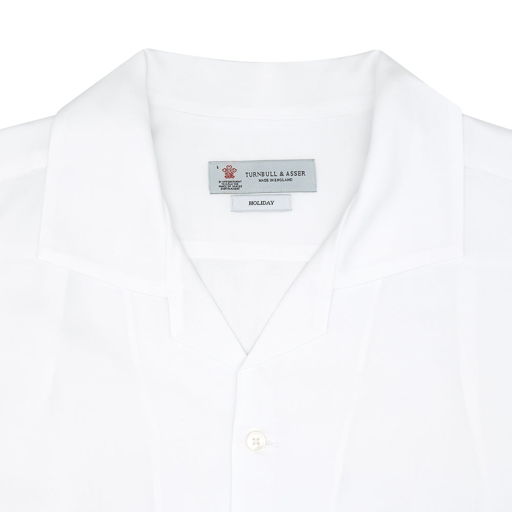 White Lyocell Hampton Open Collar Shirt