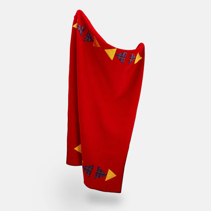 Red Applique Hand Stitched Lambswool Blanket Image 2