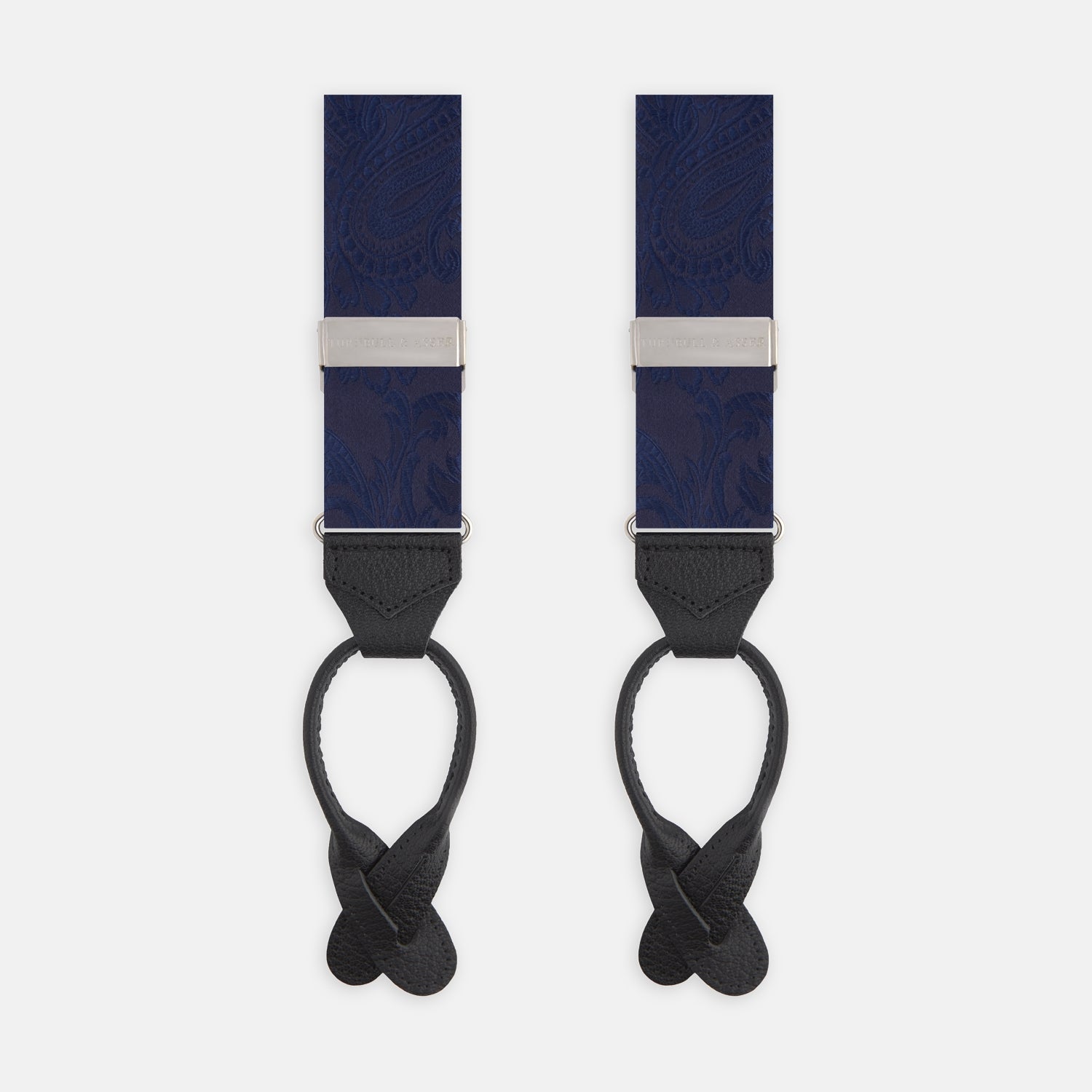 View 1 of product Navy Paisley Adjustable Silk Braces