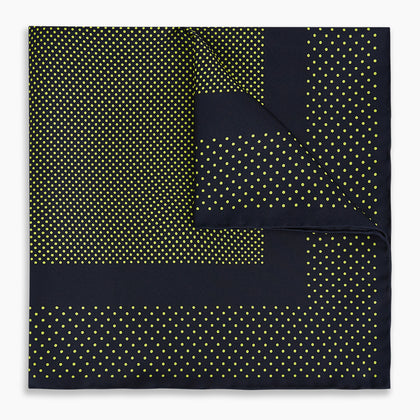 Navy and Yellow Dot Silk Pocket Square Image 4