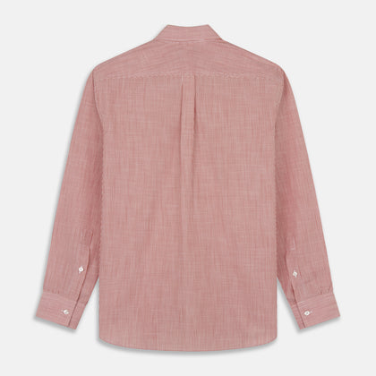 Dark Red Chambray Stripe Weekend Fit Shirt With Dorset Collar Image 6