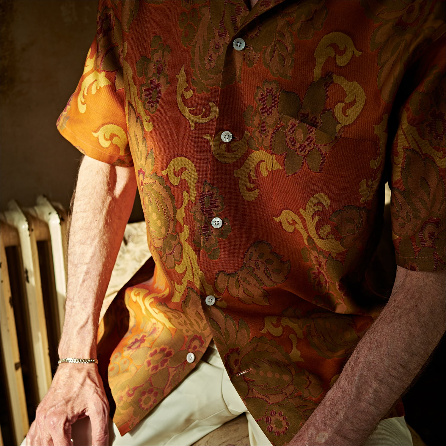 View 2 of product Orange & Ochre Tapestry Weave Cotton Holiday Fit Shirt