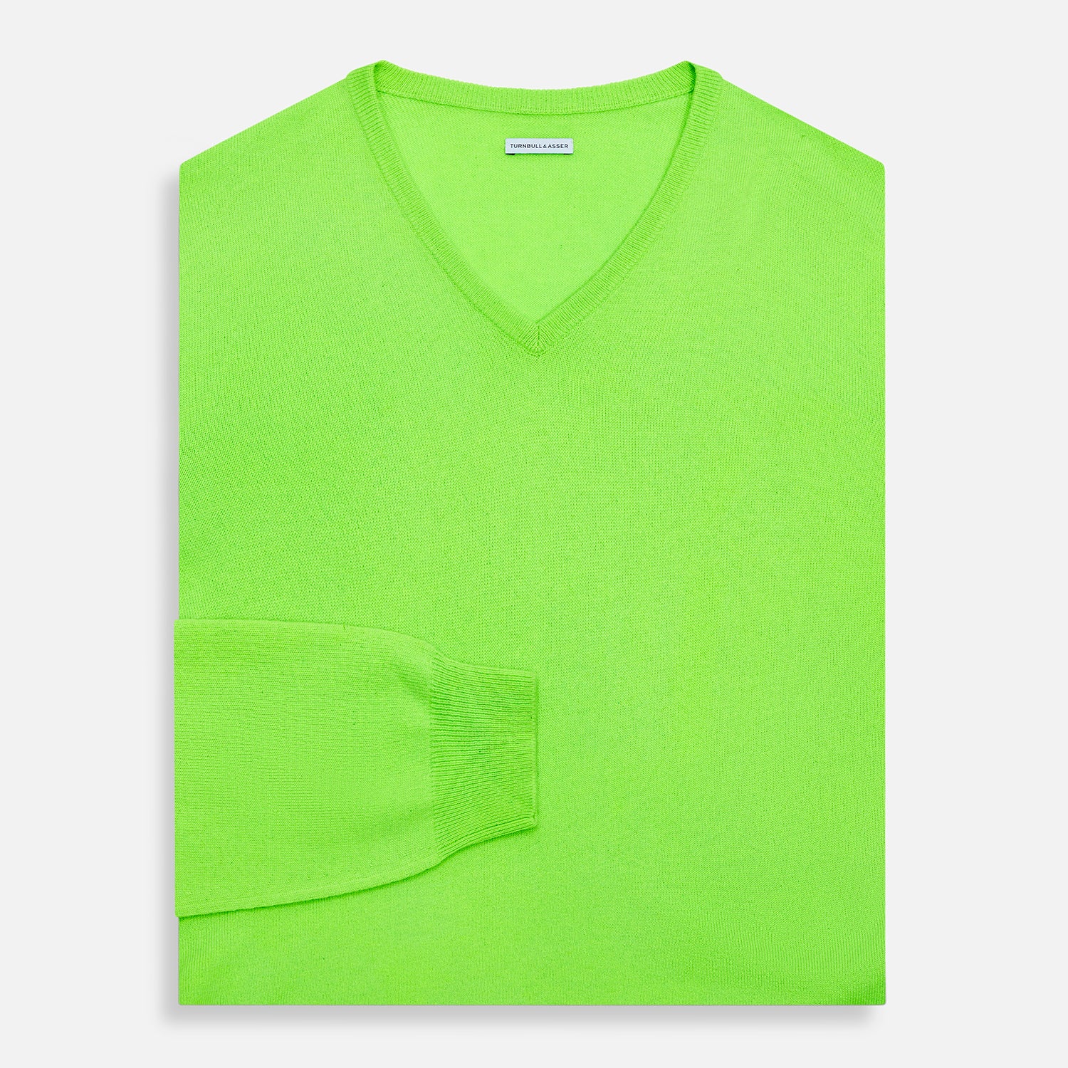 View 4 of product Bright Green Cashmere V-Neck Jumper