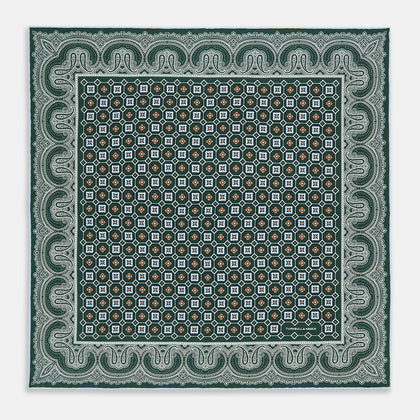 Forest Green Floral Tile and Paisley Silk Pocket Square Image 8