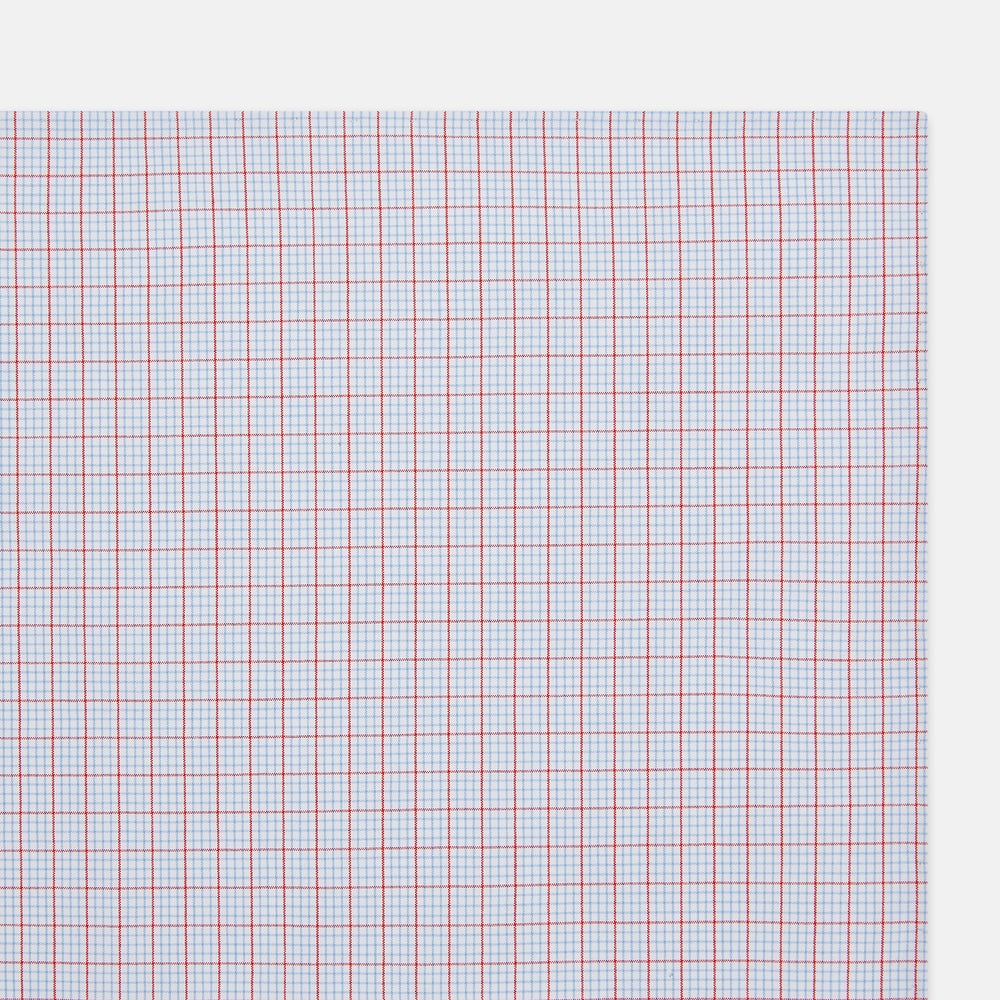 Hand Rolled Red Multi Graph Check  Handkerchief