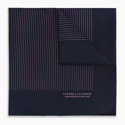 Navy and Purple Stripe Silk Pocket Square Image 4
