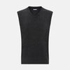 View 1 of product Charcoal Grey Melange V-Neck Sleeveless Cashmere Vest