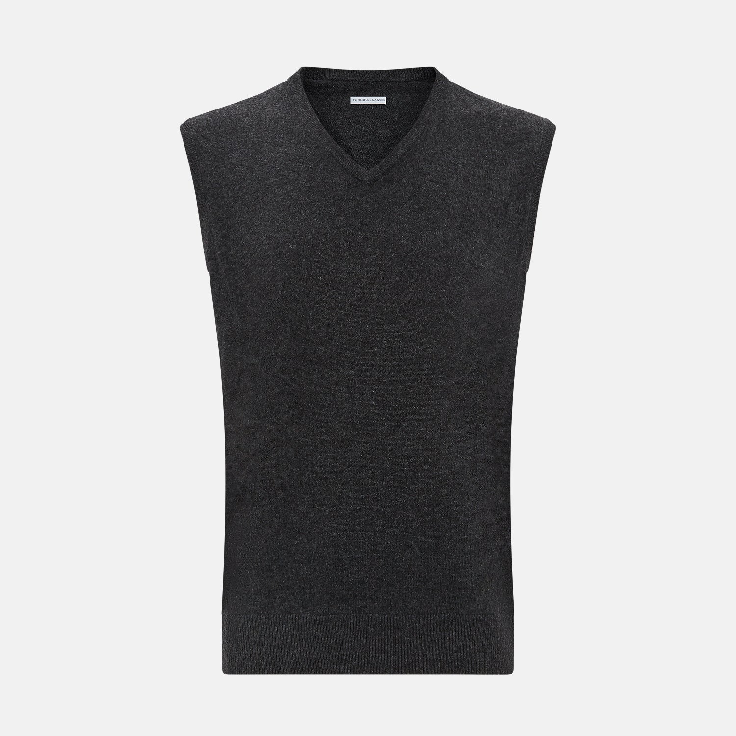 View 1 of product Charcoal Grey Melange V-Neck Sleeveless Cashmere Vest