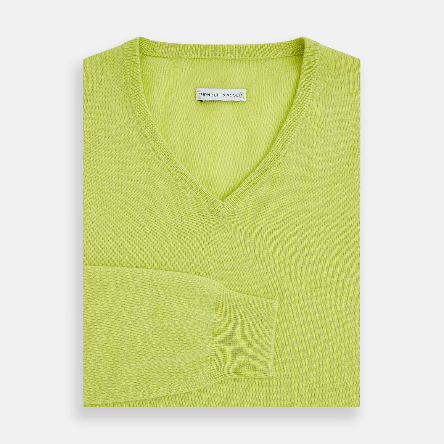 Lemon Green Cashmere V-neck Jumper