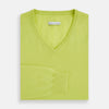 View 4 of product Lemon Green Cashmere V-neck Jumper