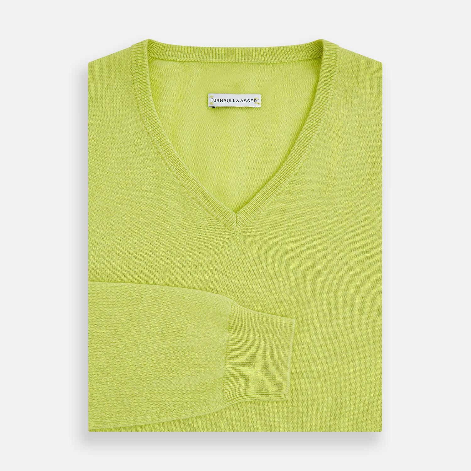 View 4 of product Lemon Green Cashmere V-neck Jumper