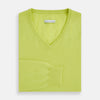 Lemon Green Cashmere V-neck Jumper