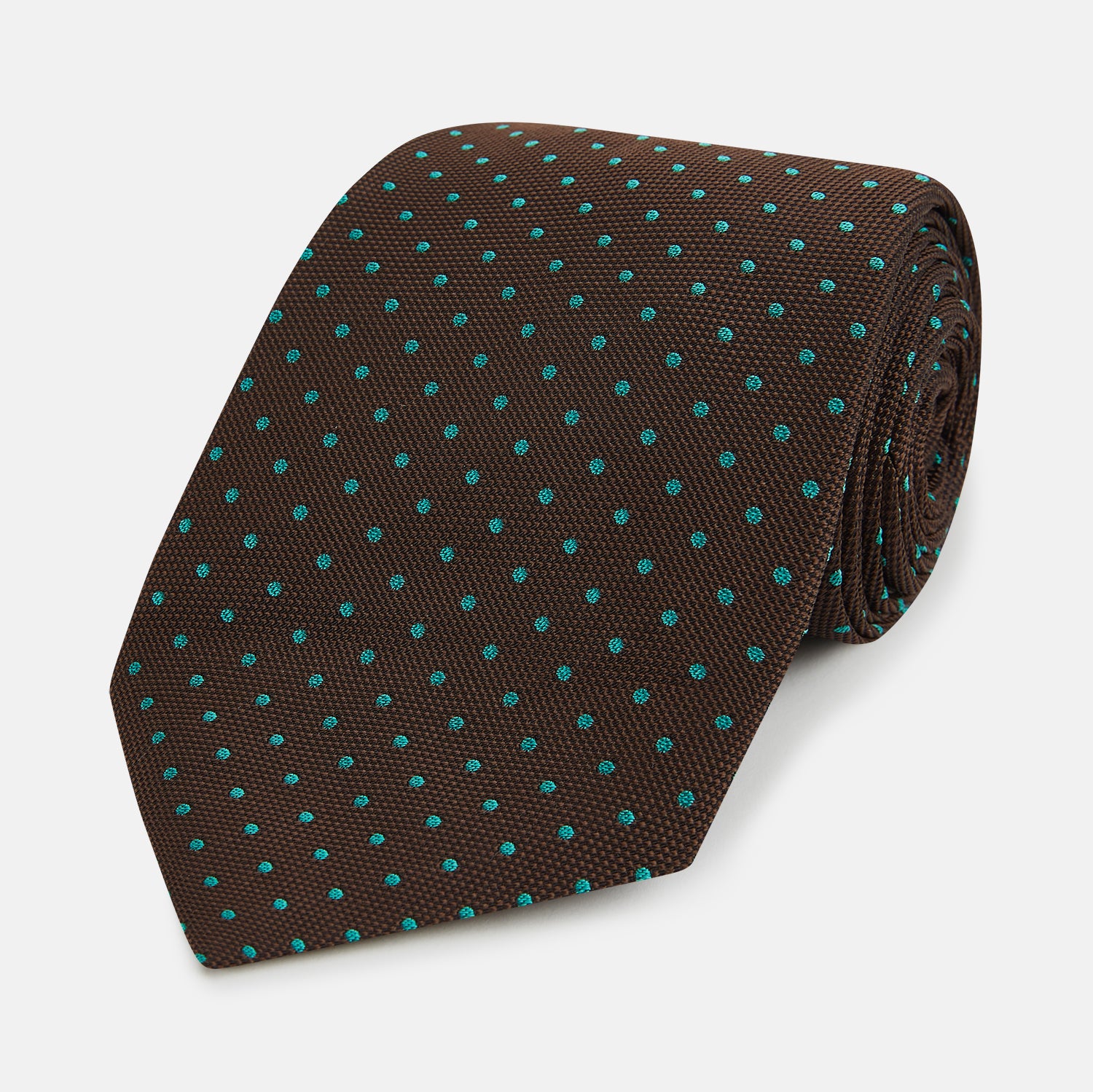 View 1 of product Green and Brown Micro Dot Silk Tie